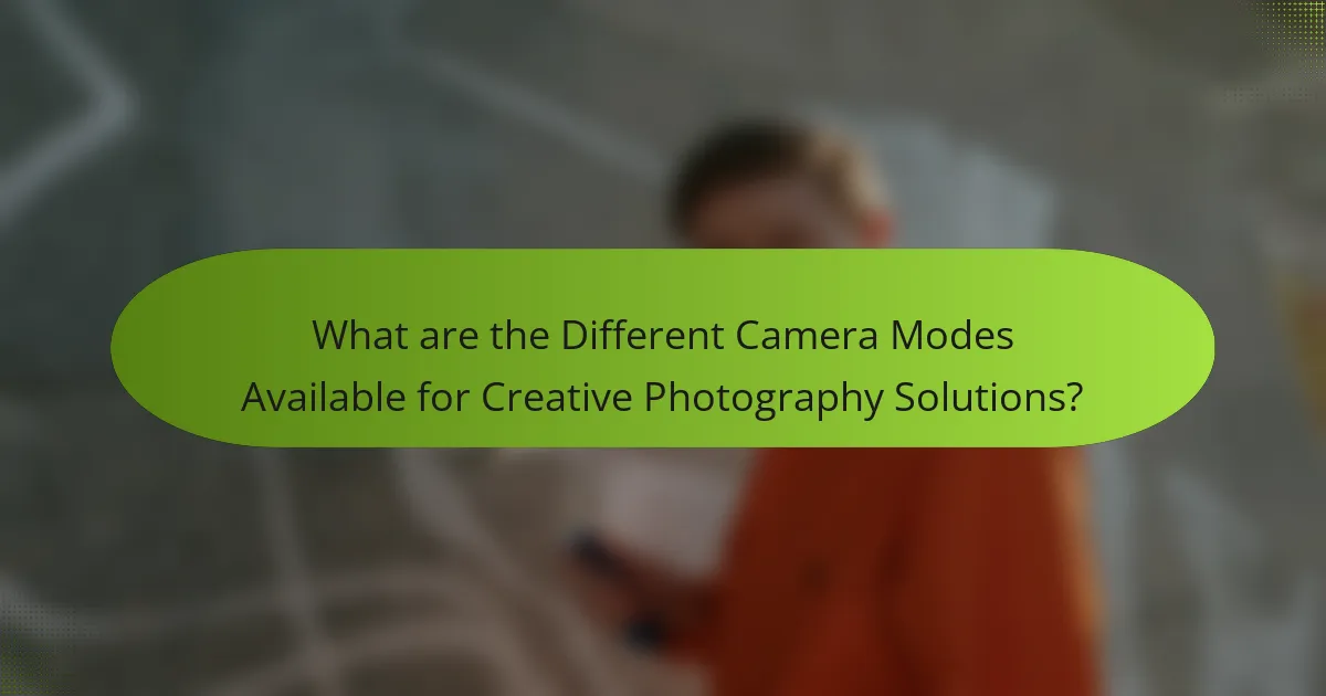 What are the Different Camera Modes Available for Creative Photography Solutions?